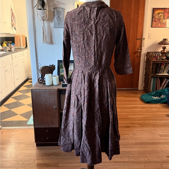 Vintage 60’s Brown Paisley Dress with pockets - Picture 6 of 12